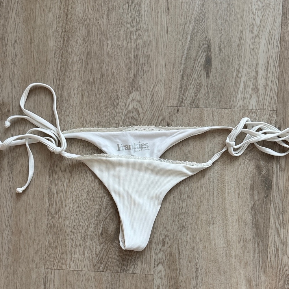 Frankie's Bikinis White Tie-Side Bikini Bottom